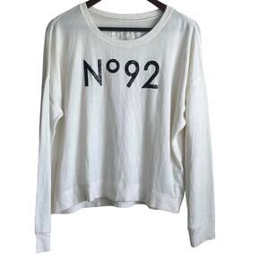 Y2K Abercrombie & Fitch Women Loungewear Top Ivory M Sequins Graphic Soft Preppy